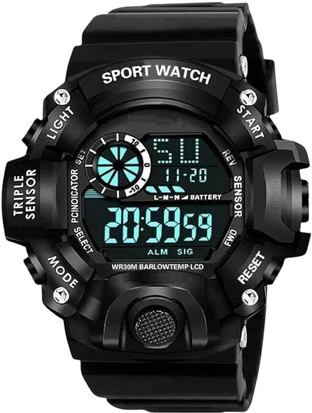 Wolcentra Digital Sports 50m Waterproof LED Military Smart Stopwatch Countdown Digital Watch  - For Men