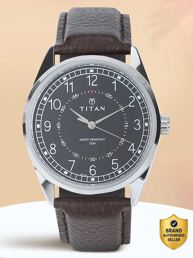 Titan Titan Workwear Black Dial Brown LeatherStrap Analog Watch  - For Men