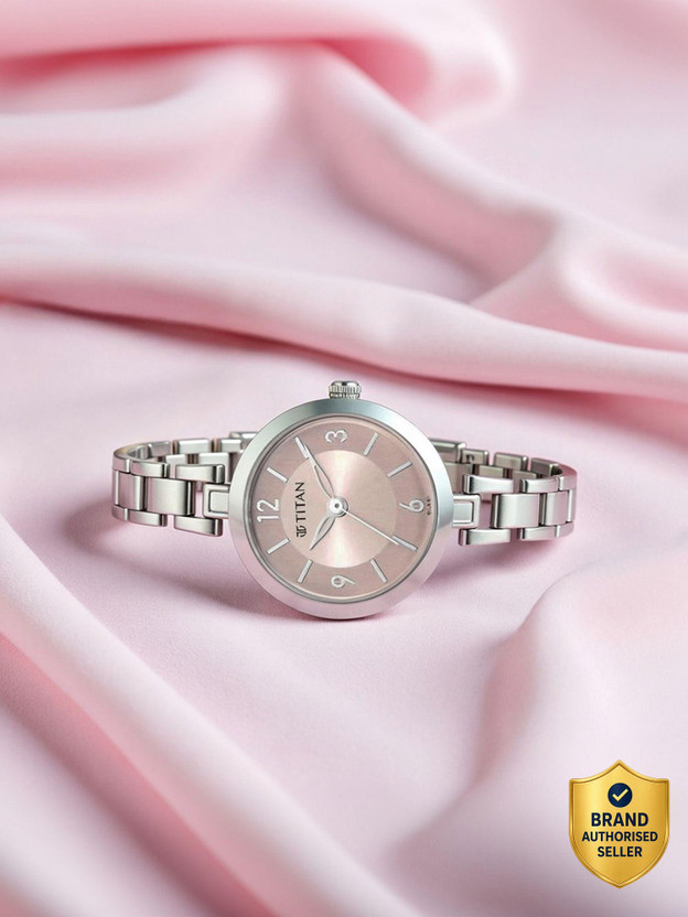 Titan NP2598SM06 Titan Lagan Quartz Pink Dial Silver Metal Strap Analog Watch  - For Women