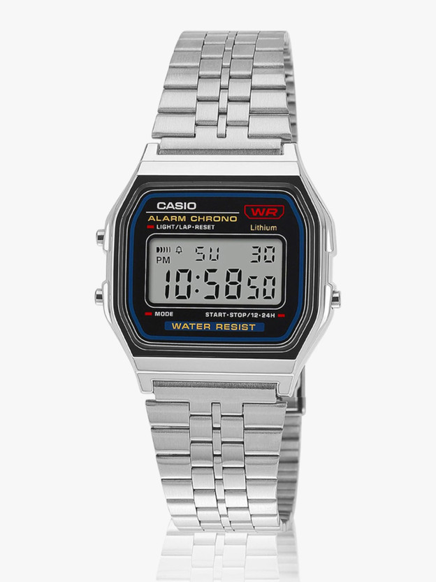 CASIO A159W-N1DF Vintage Black Dial Silver Stainless Steel Band Digital Watch  - For Men & Women
