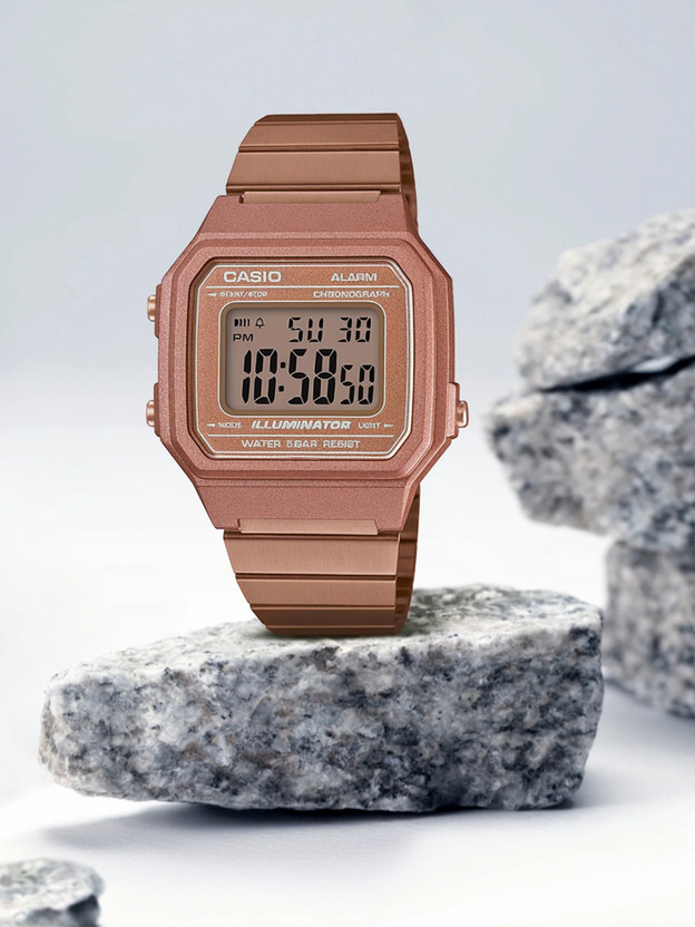CASIO B650WC-5ADF Vintage Rose Gold Dial Rose Gold Stainless Steel Band Digital Watch  - For Men & Women