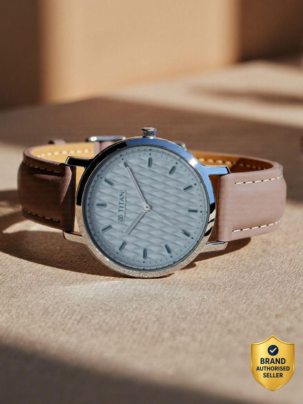 Titan NP2639SL05 Titan Workwear Blue Dial Brown Leather Strap Analog Watch  - For Women