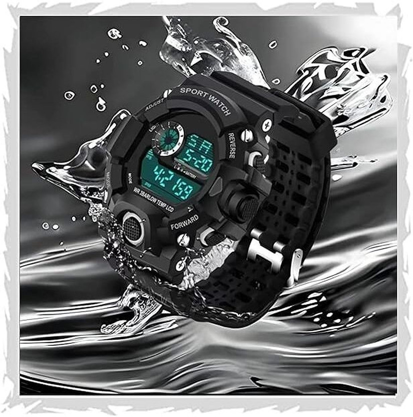 TERIZLA Jee Shock Black Original G shock Waterproof Sports Multifunctional Alarm Unisex Watch Digital Watch  - For Men & Women
