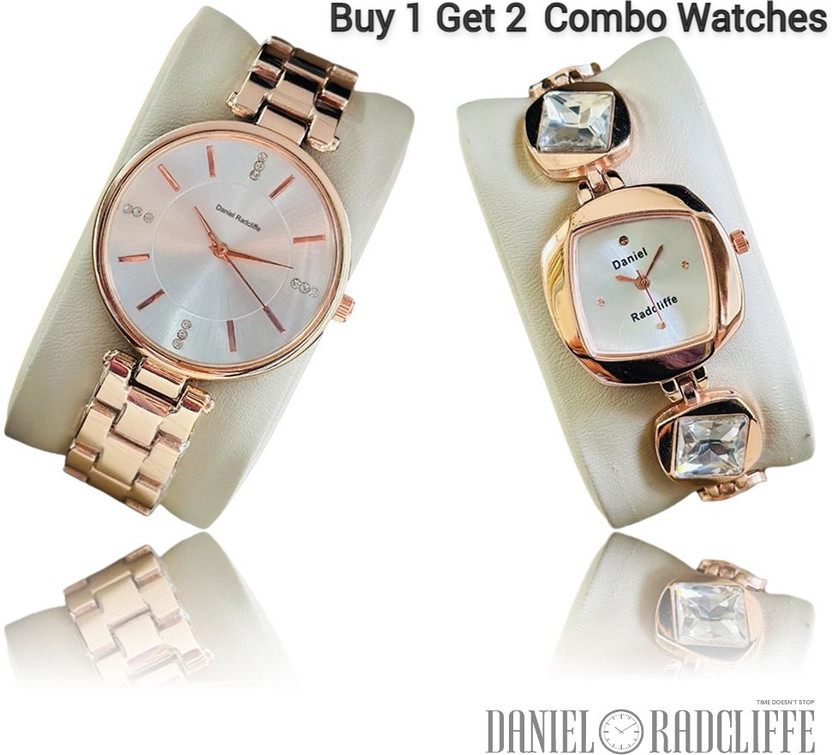 Daniel Radcliffe DRW001 + DRW0027 Rose Gold Dial Stainless Steel with Studded Rose Gold Band Analog Watch  - For Women