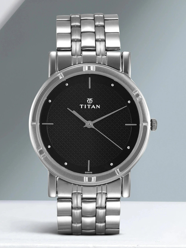 Titan Titan Workwear Black Dial Silver StainleStainless Steels Steel Strap Analog Watch  - For Men
