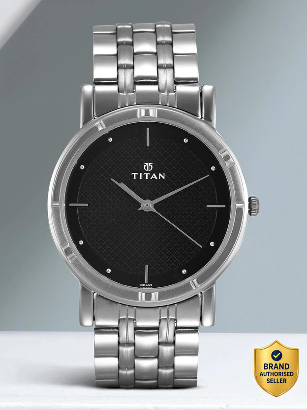 Titan Karishma Titan Workwear Black Dial Silver StainleStainless Steels Steel Strap Analog Watch  - For Men
