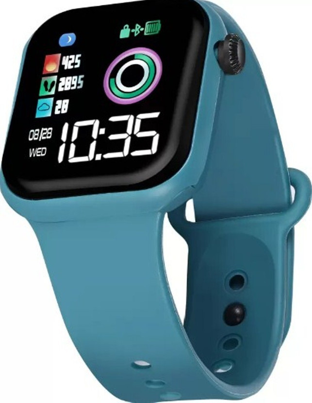 THMT Trending Lifestyle Black Dial Seagreen Strap Square LED Digital Watch  - For Boys