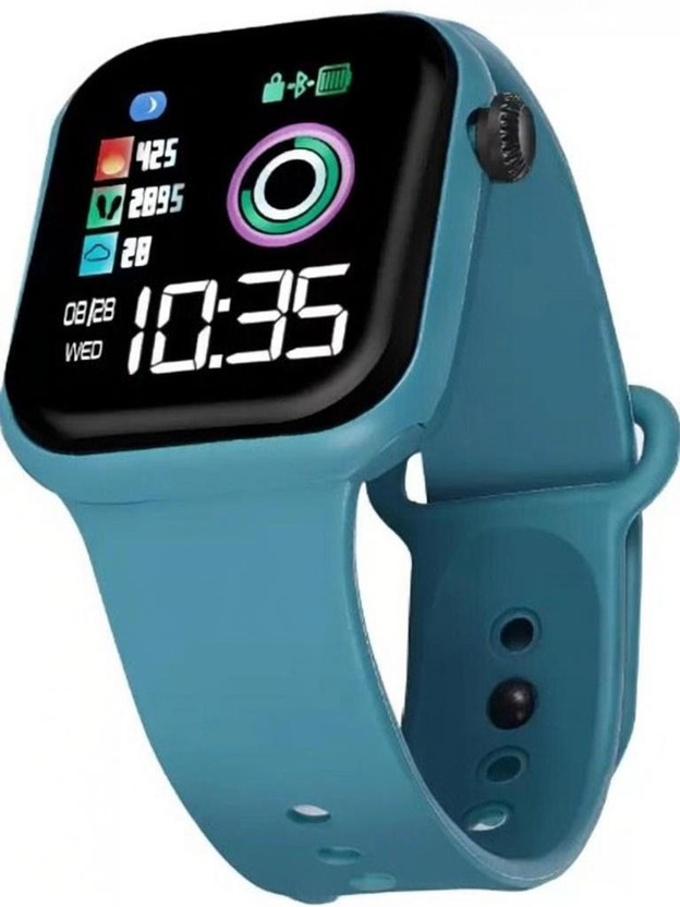THMT Trending Lifestyle Black Dial Seagreen Strap Square LED Digital Watch  - For Boys