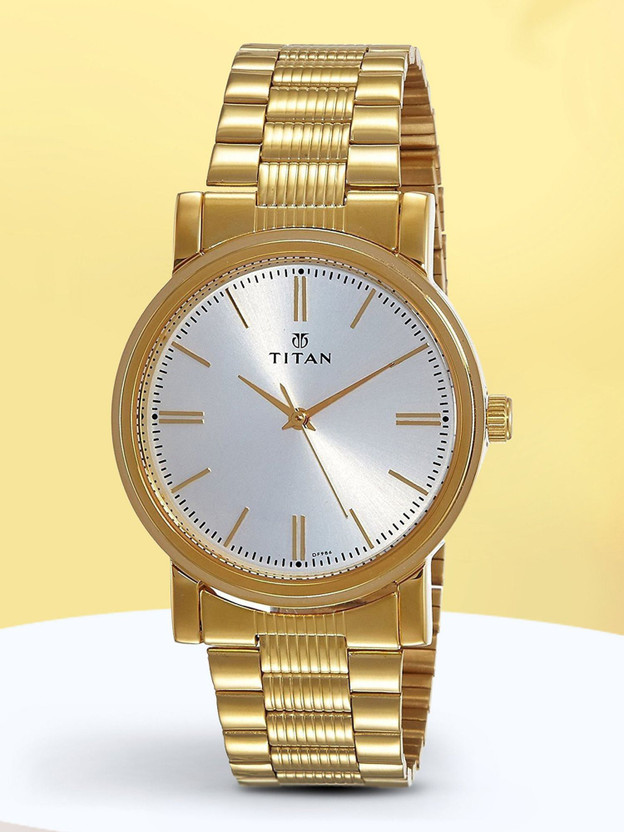 Titan Titan Karishma White Dial Golden Stainless Steel Strap Analog Watch  - For Men