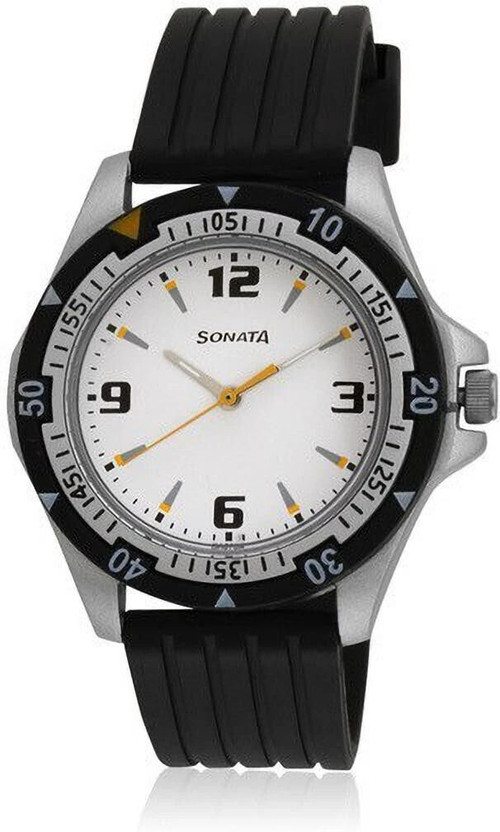 SONATA SONATA SF Quartz White Dial Black Plastic Strap Analog Watch  - For Men - Flipkart Deal