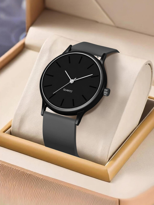 BRAIN New Arrival all Black edition Dial Grey Strap Silicone Premium Quality Watch Analog Watch  - For Boys