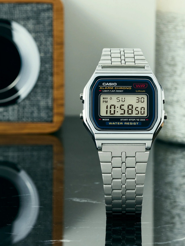 CASIO A159WA-N1DF Vintage Black Dial Silver Stainless Steel Band Digital Watch  - For Men & Women