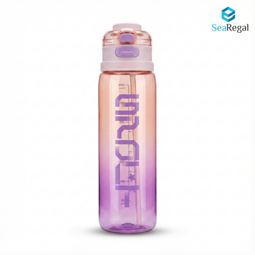 SeaRegal Motivational Water Bottle 1-L Sipper Bottle For Adults With Time Measurement 1000 ml Plastic Bottle(Pack of 1, Multicolor)