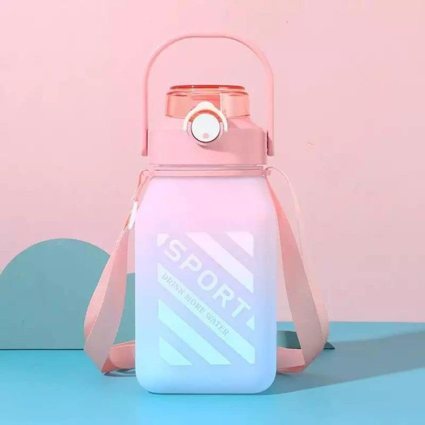 Swashtkon Portable Big pot Shoulder Strap bottle | Cute bottle for Kids Office Sports Gym| 1500 ml Plastic Bottle(Pack of 1, Multicolor)