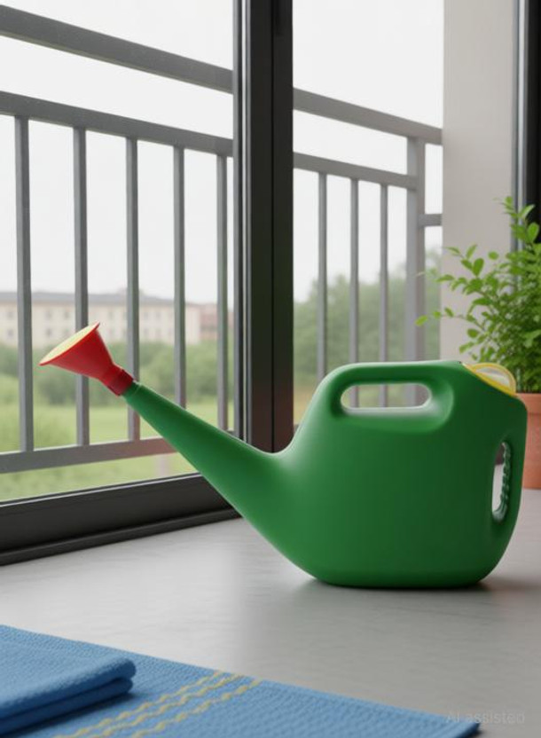 Farmers Choice Home Appliances Heavy Duty Plastic Green Watering Can for Plants/Garden/with Sprayer (ISO 9001:2000 Certified) 5 L Water Cane(Green, Pack of 1)
