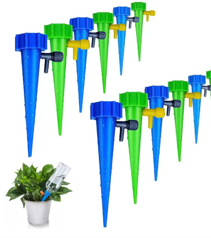 RIRO Drip Irrigation kit for Home Garden, Self-Watering Spikes for Plants 0.8 L Water Cane(Green, Blue, Pack of 6)