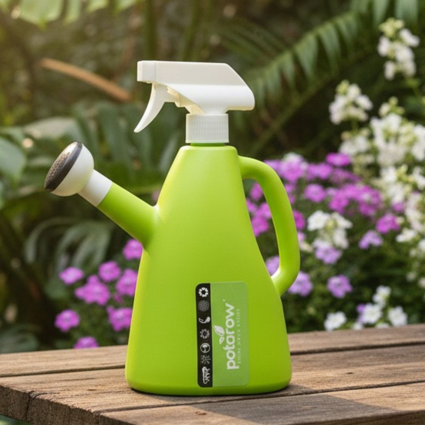 DAKSH Balcony Garden Decor Water Can with Sprayer 1L for Daily Plant Care 1 L Water Cane(Green, White, Pack of 1)