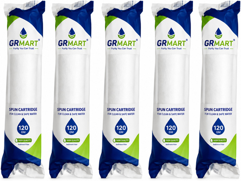 GRMART 120 GM 5 pcs 10'' PP Spun Filter Candle For All Types Of Ro Water Purifier Solid Filter Cartridge(5, Pack of 5)