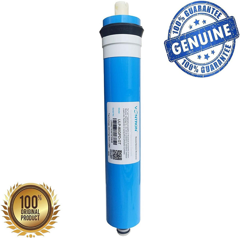 DILOOK 100% Orignal Vontron 80 GPD Membrane Suitable for All Types of Domestic Water Purifier Works upto 2000 PPM TDS, Max capacity 303 Litres/day (vontron 80 GPD) Solid Filter Cartridge(0.9, Pack of 1)
