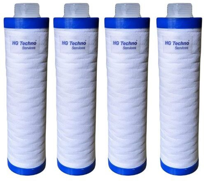 HG TECHNO SERVICES 09" Pre Filter Theraded candle 120 gm for home RO Water purifier, Set of 04 Media Filter Cartridge(0.5, Pack of 4)