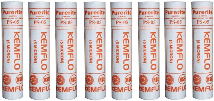 DPW Kemflow Spun Filter PP- 10inch Compatible for all Domestic Purifier(PACK OF 8) Solid Filter Cartridge(0.005, Pack of 3)