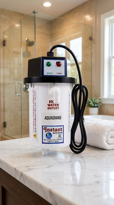 Aquagrand Portable Electric Water Heater for Bathroom, Kitchen| Auto Cut-Off| Fast Heating 1 L Instant Water Geyser(Multicolor)