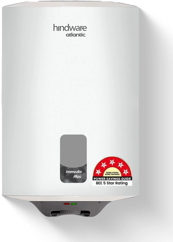 Hindware Smart Appliances Immedio Plus 25 L Storage Water Geyser | 5 Star BEE Energy Rating | Glassline Tanked(White, Grey)
