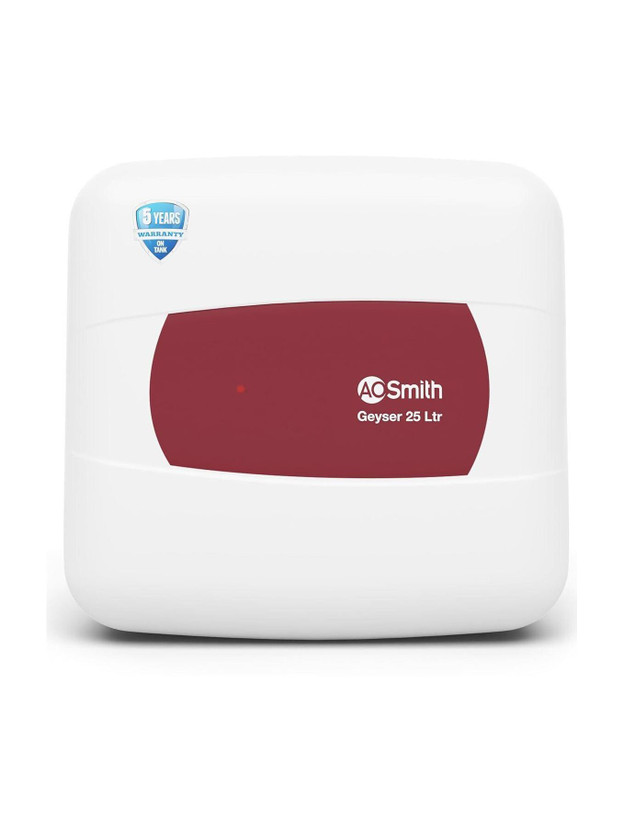 AO Smith HSE-SHS-025 25 L Storage Water Geyser | 2kW | Vertical | Designed for high rise buildings with 8 bar pressure rating | Longer life in hard water conditions with Blue Diamond glass lined tank | BEE 5-star rating for superior energy efficiency and power savings(White)
