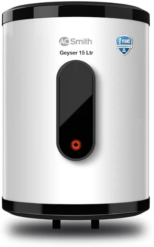 AO Smith VAS-PLUS-015 15 L Storage Water Geyser | 2kW | Vertical | Storage Water Heater (Geyser) with 2x Corrosion Resistant Blue Diamond glass lined tank | BEE 5-star rating | Warranty: 7 Years on Tank, 3 Years on Heating Element & 2 Years Overall(White)
