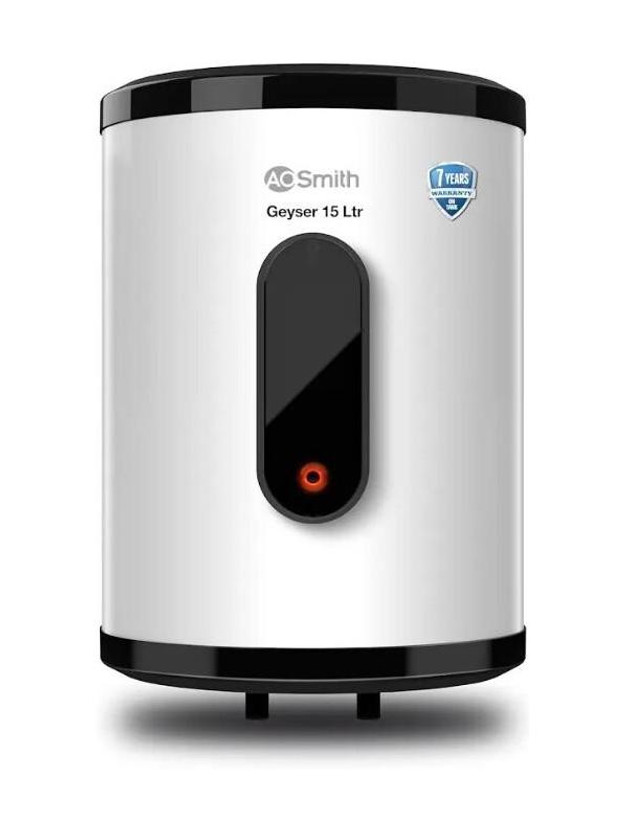 AO Smith VAS-PLUS-015 15 L Storage Water Geyser | 2kW | Vertical | Storage Water Heater (Geyser) with 2x Corrosion Resistant Blue Diamond glass lined tank | BEE 5-star rating | Warranty: 7 Years on Tank, 3 Years on Heating Element & 2 Years Overall(White)