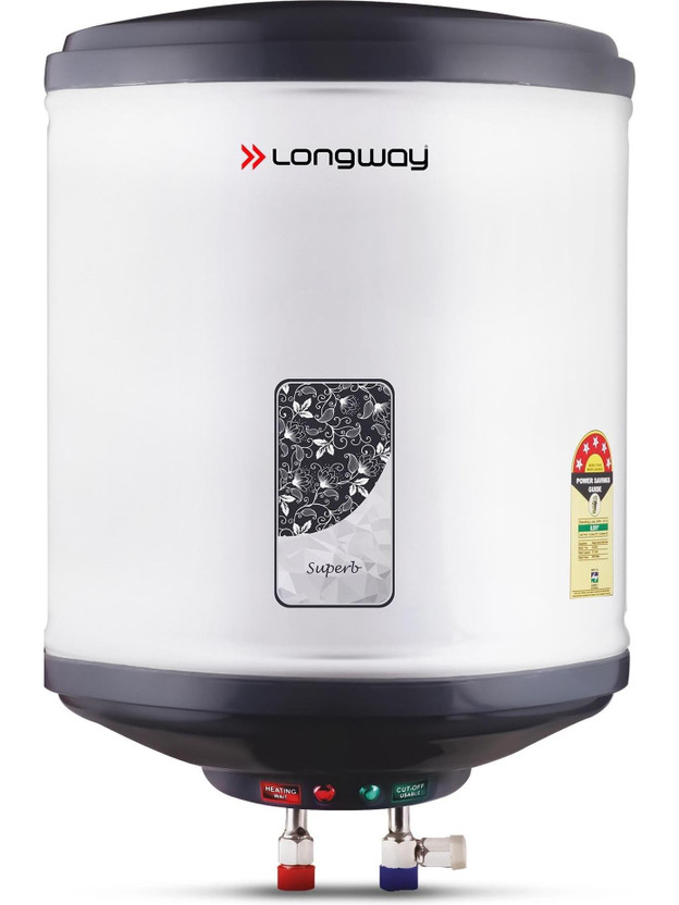 Longway Superb 10 L Storage Water Geyser 5 Star BEE Energy Rating | SS Tank with Anti-Rust Coating | Multi Safety(Gray)