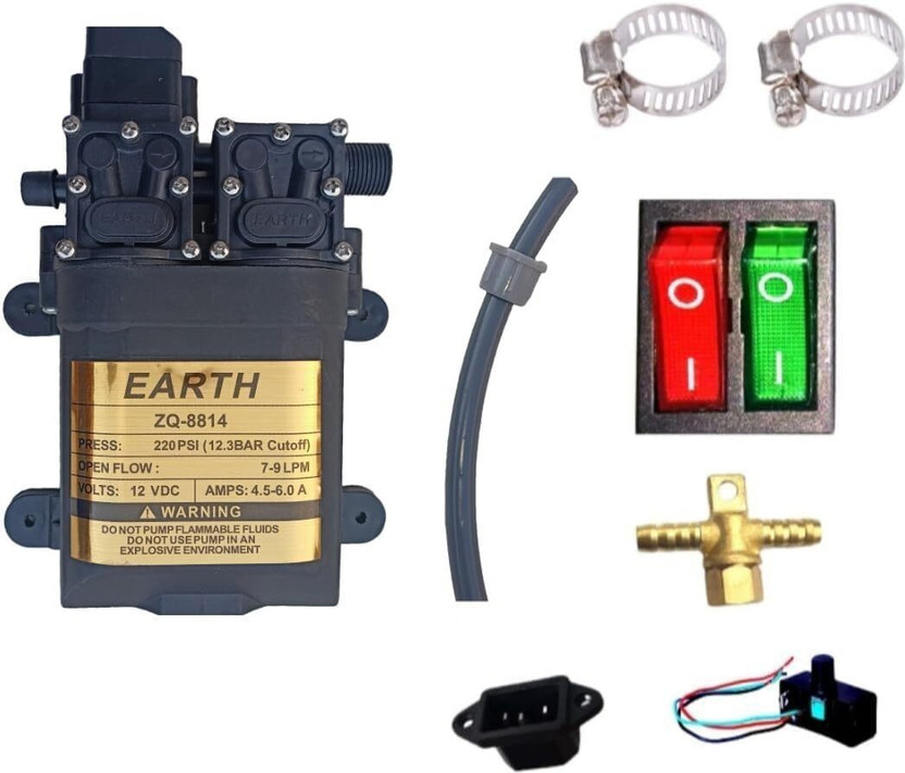 FIYANS Diaphragm Water Pump Battery Sprayer Motor Auto Cutoff High Pressure 12V DC Diaphragm Water Pump(1 hp)
