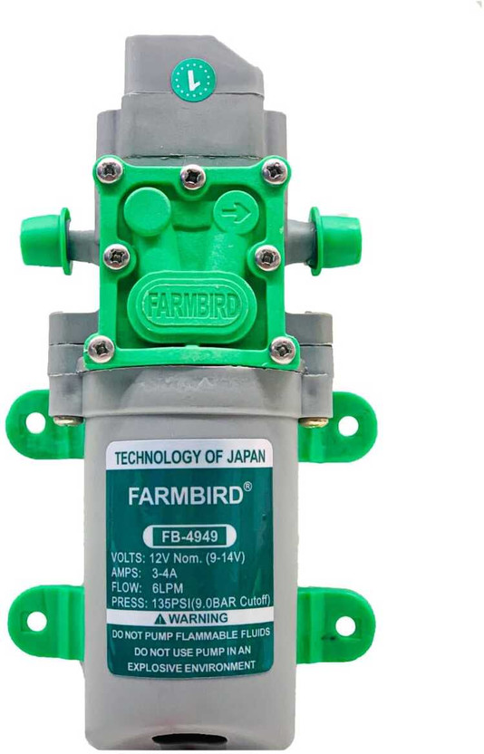 FARMBiRD High Pressure 12V DC Water Pump | 135 PSI singal Motor Diaphragm Water Pump Diaphragm Water Pump(1 hp)