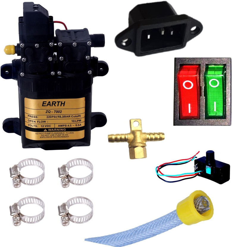 ANSH EXIM ANSH 12V DC Diaphragm Water Pump Battery Sprayer Motor I Auto Cutoff Double High Pressure 12V DC Battery Operated 220 PSI PUMP |Vehicle Cleaner Diaphragm Water Pump(1 hp)