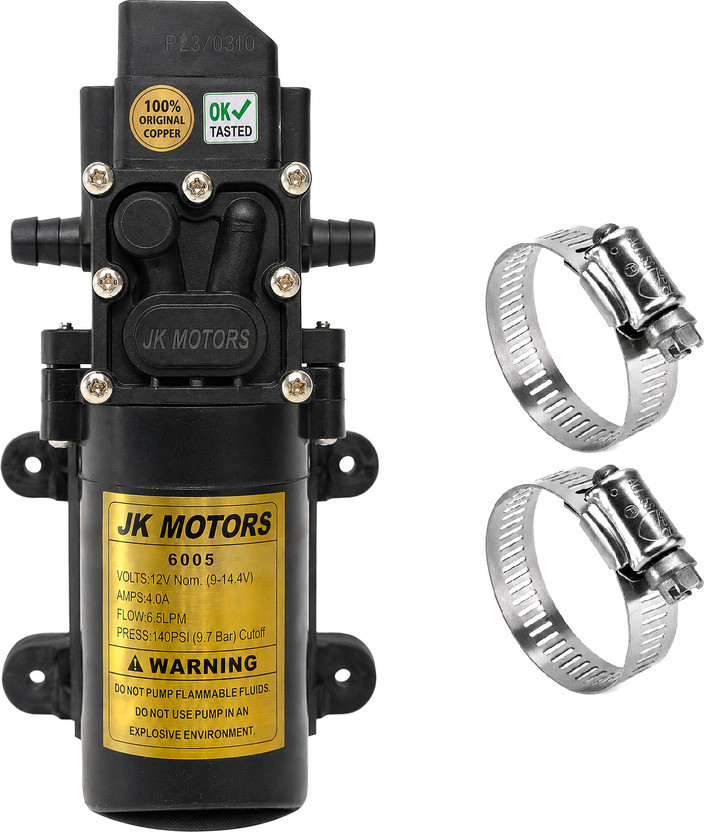 jkmotors EARTH 12V DC High Pressure Water Pump - 140 Psi Sprayer Machine Pump Motor Diaphragm Water Pump(1 hp)