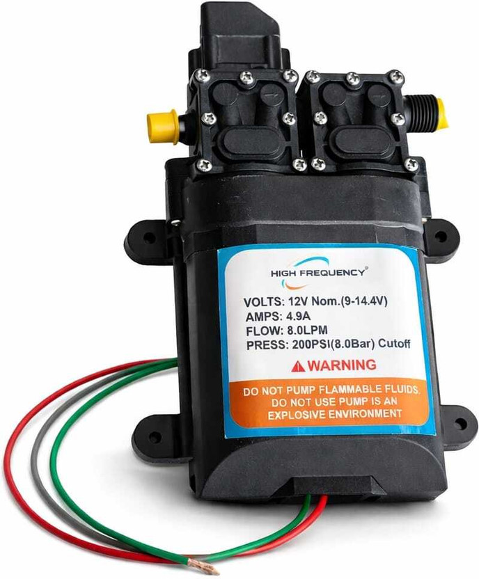 High Frequency 12V 8/LPM Spray Double Motor Copper High Pressure Auto Cut Diaphragm Water Pump(1 hp)