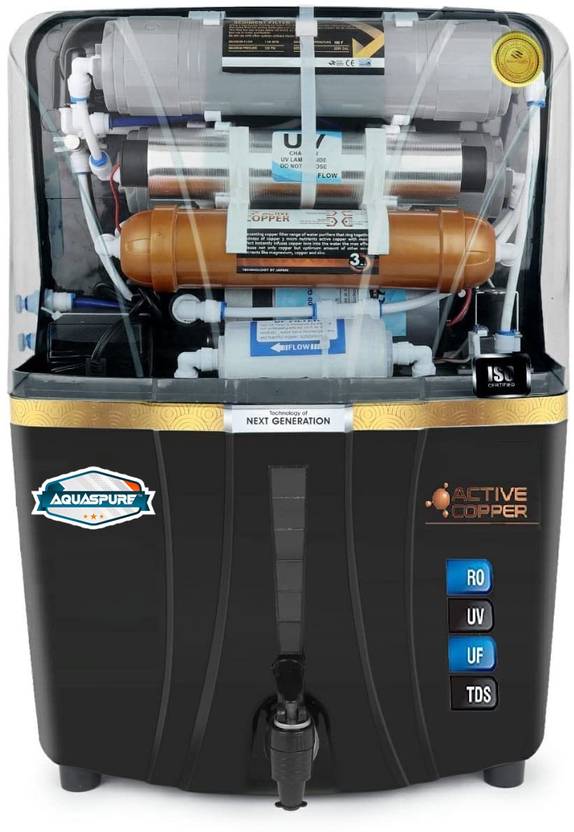 Aquaspure Alkaline + ORP with Active Copper Charge Technology Ro Water Purifier 12 L RO + UV