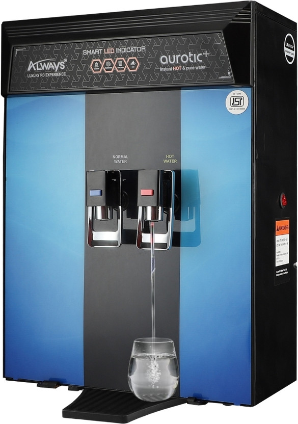 Always Aurotic Plus Instant Hot and Normal ISI Mark 2 Year warranty with pre-Filter 10 L RO + UV + UF + Copper + Alkaline + Minerals Water Purifier(Blue)