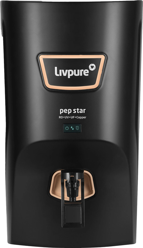 LIVPURE LIV-PEP-STAR-COPPER 7 L RO + UV + UF + Minerals + Copper Water Purifier(Black)