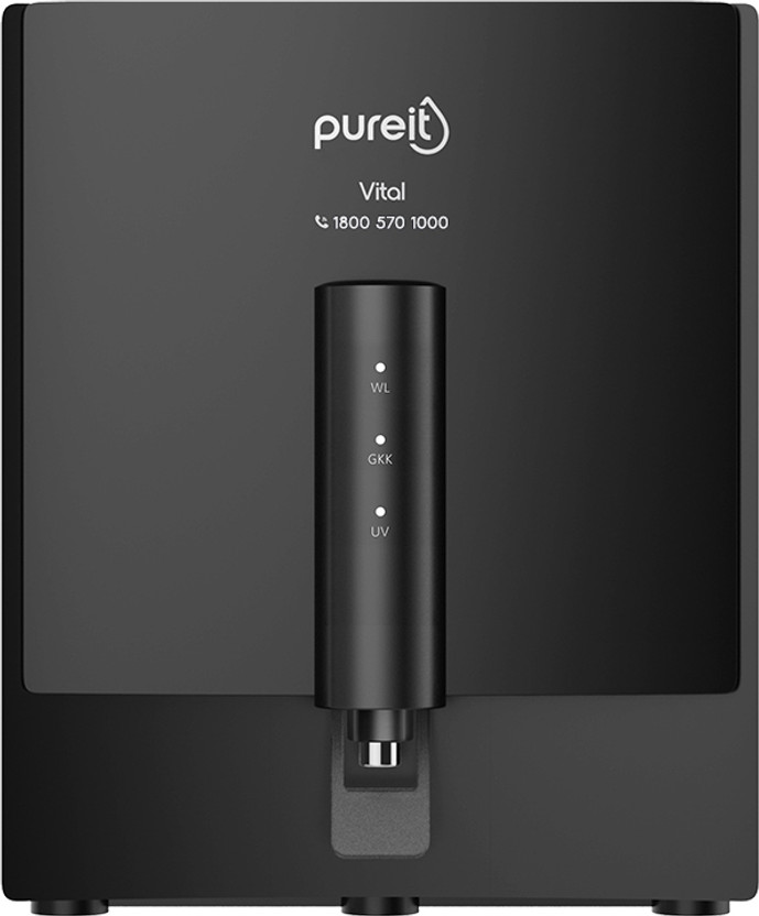 Pureit Vital 6 L RO + UV + Minerals Water Purifier | Upto 60% Water Saving | Suitable for all - Borewell, Tanker, Municipality Water | Wall mount Water Purifier with FiltraPower technology�(Black)