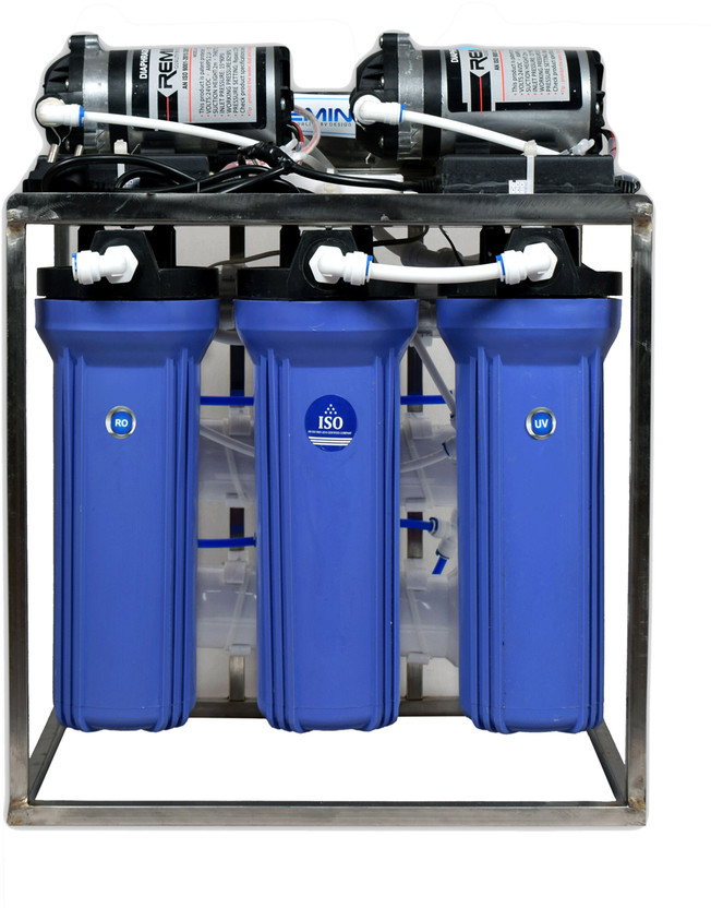 Remino 25 LPH Commercial RO+ Water Purifier Plant Double Purification Stainless steel 25 L UV Water Purifier(Blue)