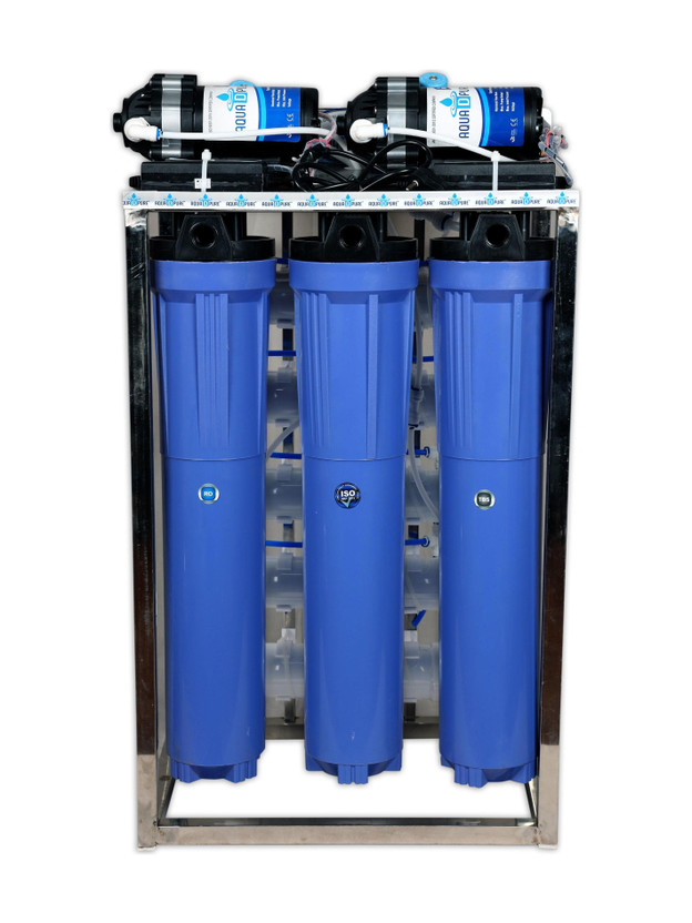 AquaDpure 50 LPH commercial RO water purifier Plant 50 Liter Per Hour Blue Stainless steel Full Automatic with TDS Adjuster 50 L RO + UF Water Purifier(Blue)