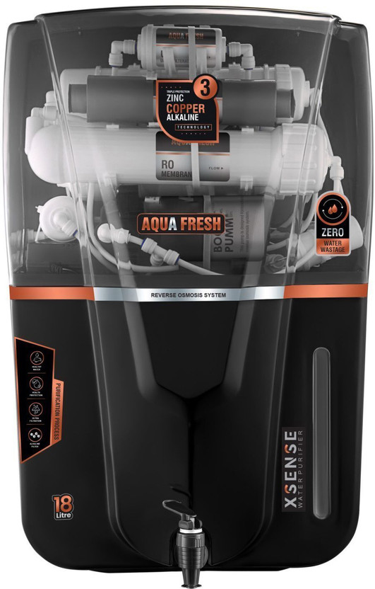 Aqua Fresh Smoke Audi 18 ltr drink pure India 1st BIS (IS 16240 :2023) CM/L8100159306 18 L RO + UV + UF + TDS + ALK + Copper Water Purifier(Smoke, Black)