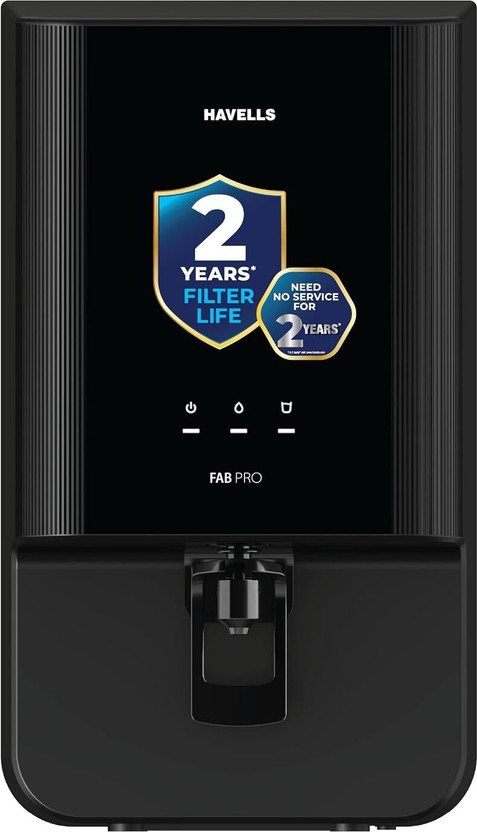 HAVELLS Fab Pro 7 L RO + UV + Copper Water Purifier Suitable for Borewell, Tanker & Municipal Water, 1 Year Warranty | 2 Year Free Service (Filter Included) | Free TDS Meter | No AMC for 2 Years(Black)
