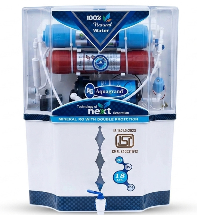 Aquagrand Skyland Combo | 1 Year Warranty | Copper and Alkaline Vitamin B12 | 18 L RO + UF + TDS + ALK Water Purifier(Suitable for all - Borewell, Tanker, Municipality Water)