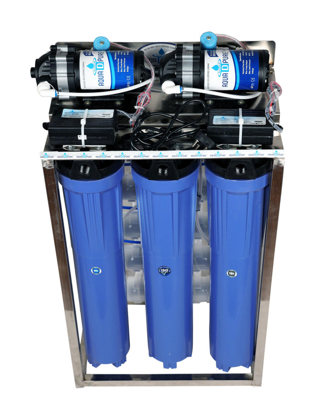AquaDpure 50 LPH commercial  water purifier Double purification 50 L RO + UV Water Purifier(Blue ,Stainless steel Fully Automatic with TDS Adjuster)