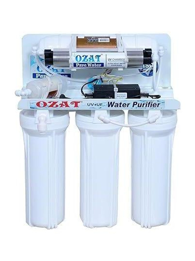 OZAT PURE WATER 6-Stage Electric Purifier Gravity Base UF FILTER 10000 L UV + UF Water Purifier(White)