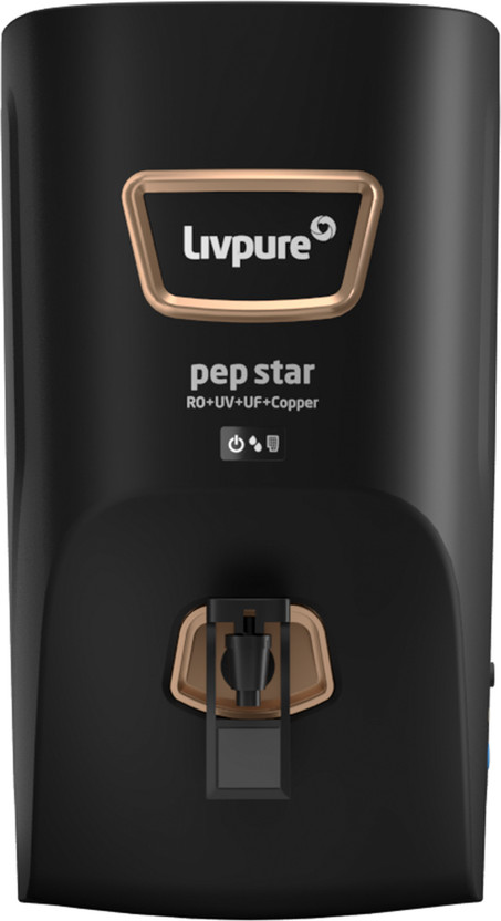 LIVPURE LIV-PEP-STAR-COPPER 7 L RO + UV + UF + Copper + Minerals Water Purifier(Black)