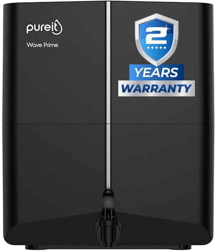 Pureit Wave Plus 7 L RO + UV + Minerals Water Purifier | No Service Cost on Filters for 2 Years | Mineral Enriched Water | High Speed Purification | Advanced UV Protection | Smartsense Indicators | Includes Handheld TDS meter | Suitable for all - Borewell, Tanker, Municipality Water(Black)