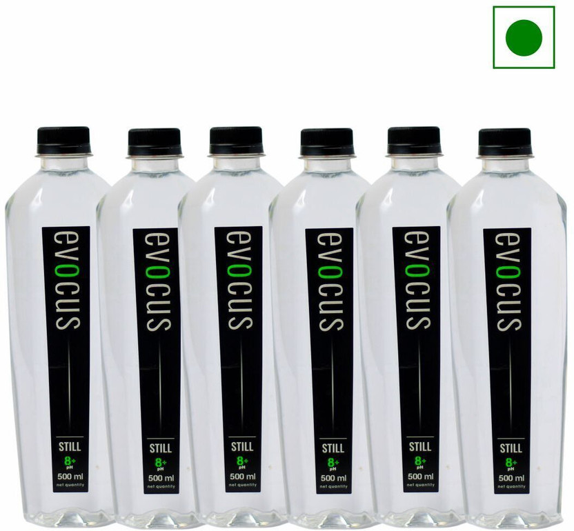 EVOCUS Still Water| 8+ pH | Alkaline | Premium Crafted essential Mineral Water(6 x 0.5 L)